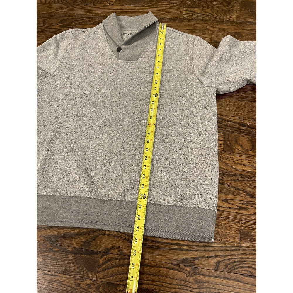 UNTUCKit Pullover Men XL Grey Shawl Collar Button Long Sleeve Marled Sweatshirt - Picture 4 of 5